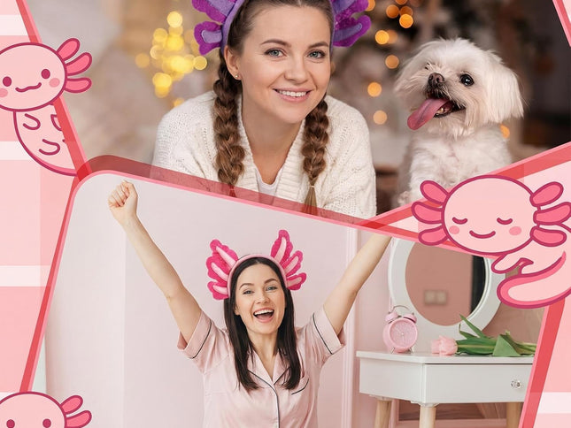 12 Pcs Halloween Axolotl Costume Headband Animal Ear Hair Hoop Headpiece Cosplay Party Favor for Women Adult Christmas Birthday Decor Accessory -