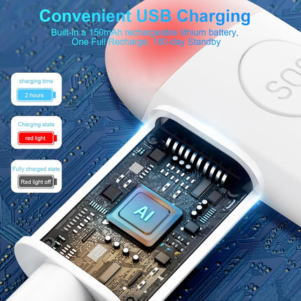 Alarm - Torch - 2-pack - 130dB - Personal alarm - Security alarm - Rechargeable - Emergency siren - with LED light - Keychain - (Black & White)