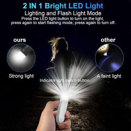 Alarm - Torch - 2-pack - 130dB - Personal alarm - Security alarm - Rechargeable - Emergency siren - with LED light - Keychain - (Black & White)