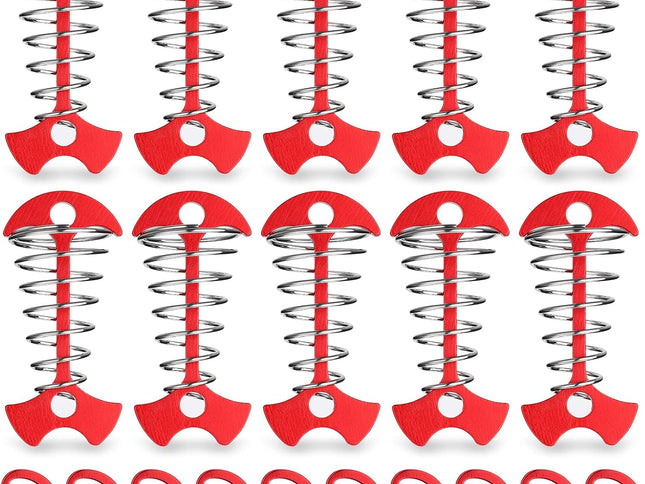 Aluminium Carabiner Tent Anchor Hooks ‚Äì 10 Pack, Red