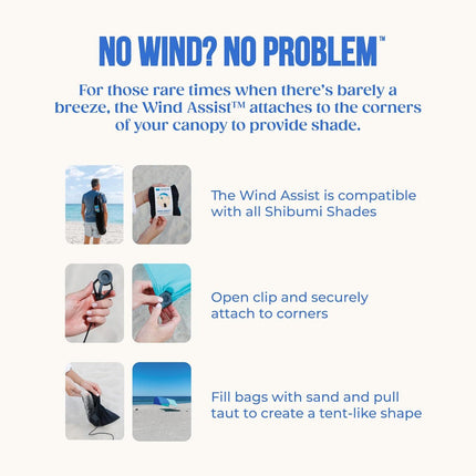 3.0 Version | Wind-Powered Beach Tent Shade Canopy | Sets Up in 3 Mins | 150 Sq. Ft. of Shade for up to 8 People | Includes Wind Assist | UPF 50+ Sun Protection