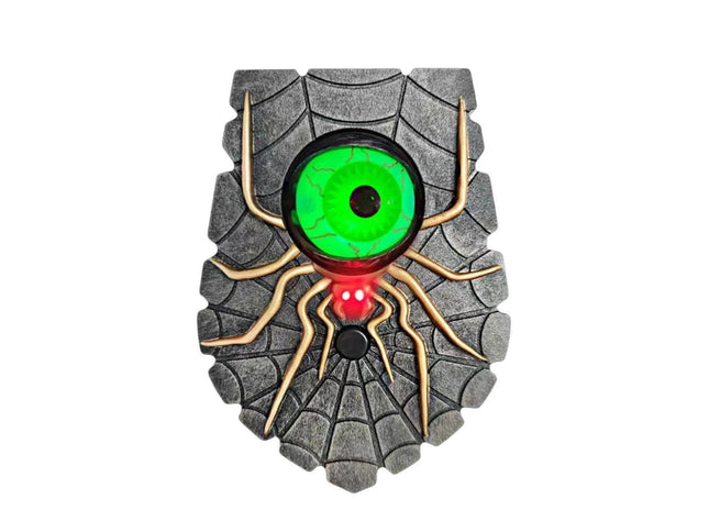 Halloween Doorbell Horror Realistic Big Eyeball Terrifying Vivid Spider Decorative Hanging Sounding Energy-saving Spider Doorbell for Halloween-Green