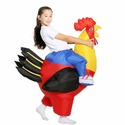 90-130cm Inflatable Christmas Rooster Halloween Costume Blow Up Suit Battery Power Cosplay Costume Christmas Party Babies size 90-130
