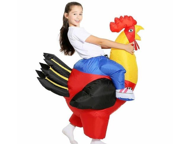 90-130cm Inflatable Christmas Rooster Halloween Costume Blow Up Suit Battery Power Cosplay Costume Christmas Party Babies size 90-130