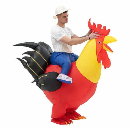 90-130cm Inflatable Christmas Rooster Halloween Costume Blow Up Suit Battery Power Cosplay Costume Christmas Party Babies size 90-130