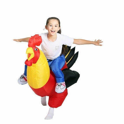 90-130cm Inflatable Christmas Rooster Halloween Costume Blow Up Suit Battery Power Cosplay Costume Christmas Party Babies size 90-130