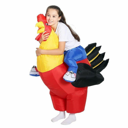 90-130cm Inflatable Christmas Rooster Halloween Costume Blow Up Suit Battery Power Cosplay Costume Christmas Party Babies size 90-130