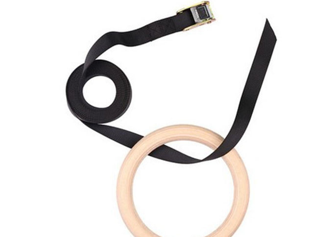 2 pcs Wood Gymnastic Rings - Olympic Gym Rings with Adjustable Straps, Heavy Duty Gym Equipment for Home Gym, Train Workout, Strength Training 28mm