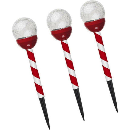 3 Pcs Christmas Solar Candy Lights Candy Cane Lights Outdoor Candy Pathway Markers adornos navideos para Exterior Landscape spotlights Blin