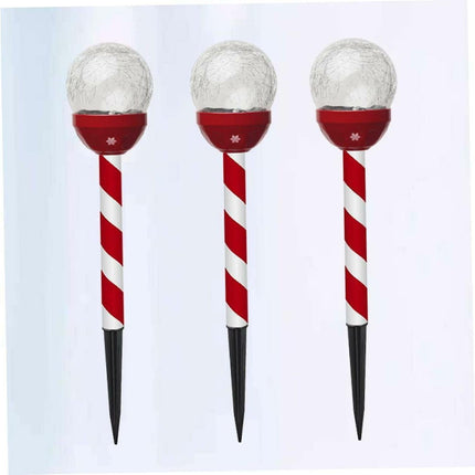 3 Pcs Christmas Solar Candy Lights Candy Cane Lights Outdoor Candy Pathway Markers adornos navideos para Exterior Landscape spotlights Blin