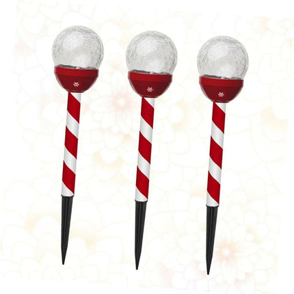 3 Pcs Christmas Solar Candy Lights Candy Cane Lights Outdoor Candy Pathway Markers adornos navideos para Exterior Landscape spotlights Blin