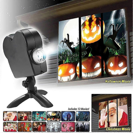 Christmas Halloween LED Window Projector - Seasonal Decorative Light Projector