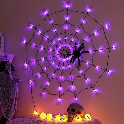 Halloween Spiderweb LED String Lights, Decorative Party Lighting