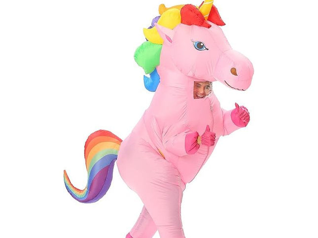 Rainbow Unicorn Cartoon Costumes Air Model Inflatable Costume Funny Dress Up Props Halloween Party Clothes Adult One Size