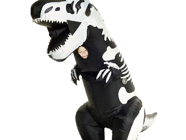 Skeleton T-Rex Cartoon Costumes Air Model Inflatable Costume Funny Dress Up Props Halloween Party Clothes Adult One Size
