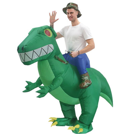 Ride On Green Dragon Cartoon Costumes Air Model Inflatable Costume Funny Dress Up Props Halloween Party Clothes Adult One Size