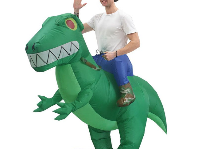 Ride On Green Dragon Cartoon Costumes Air Model Inflatable Costume Funny Dress Up Props Halloween Party Clothes Adult One Size