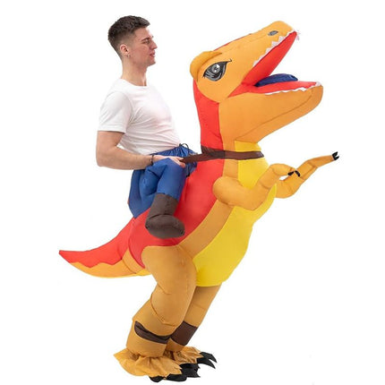 Red Ride On Raptor Cartoon Costumes Air Model Inflatable Costume Funny Dress Up Props Halloween Party Clothes Adult One Size
