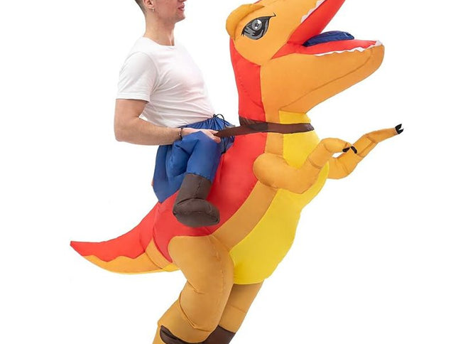 Red Ride On Raptor Inflatable Costume ‚Äì Adult One Size