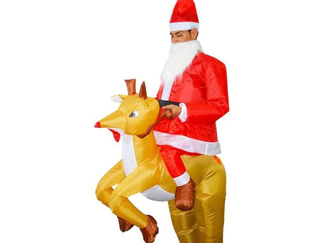 Santa Riding Reindeer Inflatable Costume ‚Äì Adult One Size