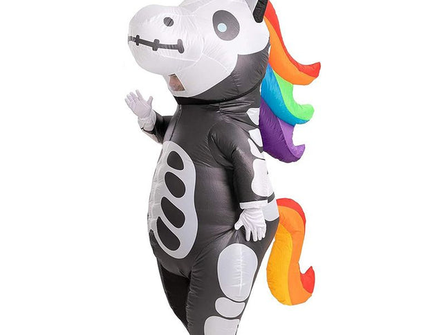 Skeleton Unicorn Cartoon Costumes Air Model Inflatable Costume Funny Dress Up Props Halloween Party Clothes Adult One Size
