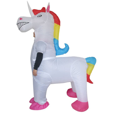 Walking Rainbow Unicorn Cartoon Costumes Air Model Inflatable Costume Funny Dress Up Props Halloween Party Clothes Adult One Size