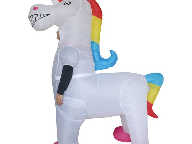 Walking Rainbow Unicorn Cartoon Costumes Air Model Inflatable Costume Funny Dress Up Props Halloween Party Clothes Adult One Size
