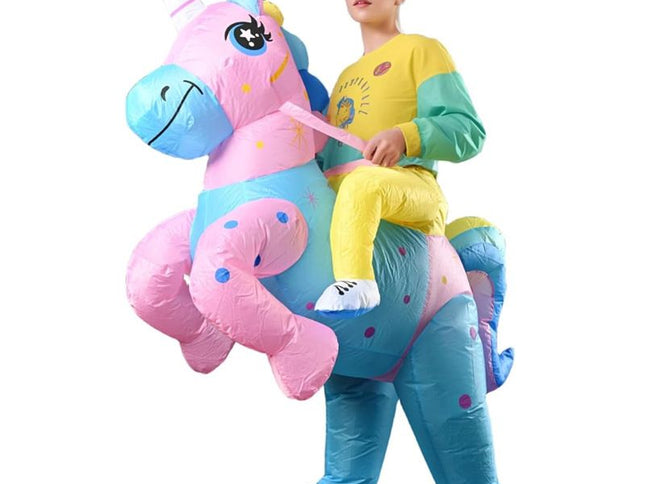 Ride On Rainbow Unicorn Inflatable Costume ‚Äì Adult One Size