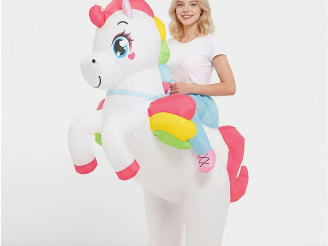 Ride On Unicorn Cartoon Costumes Air Model Inflatable Costume Funny Dress Up Props Halloween Party Clothes Adult One Size