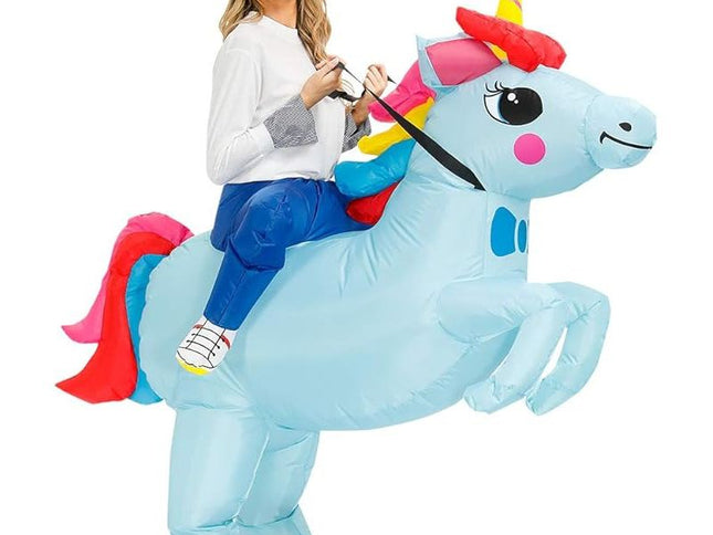 Blue Ride On Unicorn Inflatable Costume ‚Äì Adult One Size