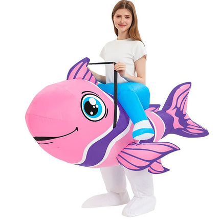 Ride On Fish Cartoon Costumes Air Model Inflatable Costume Funny Dress Up Props Halloween Party Clothes Adult One Size