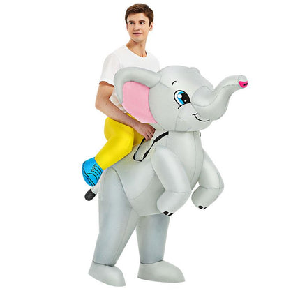 Ride On Elephant Cartoon Costumes Air Model Inflatable Costume Funny Dress Up Props Halloween Party Clothes Adult One Size