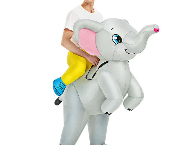 Ride On Elephant Cartoon Costumes Air Model Inflatable Costume Funny Dress Up Props Halloween Party Clothes Adult One Size