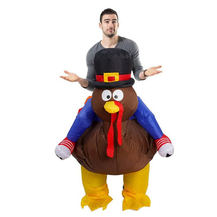 Thanksgiving Turkey Cartoon Costumes Air Model Inflatable Costume Funny Dress Up Props Halloween Party Clothes Adult One Size
