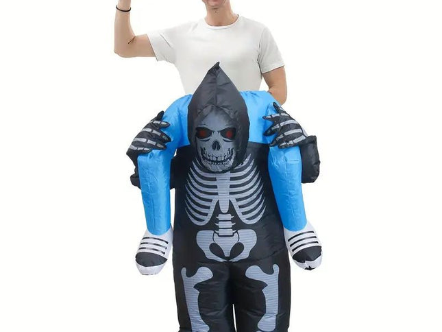 Ride On Grim Reaper Cartoon Costumes Air Model Inflatable Costume Funny Dress Up Props Halloween Party Clothes Adult One Size