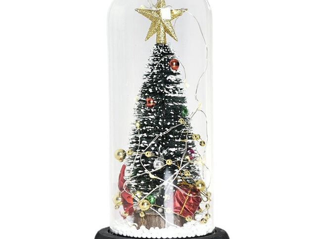 Christmas Tree in Glass Dome LED Glass Cover Ornaments Cedar Window Shooting Props Gifts for Girlfriends and Lovers