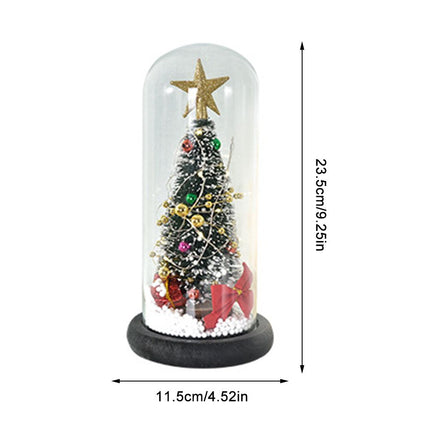 Christmas Tree in Glass Dome LED Glass Cover Ornaments Cedar Window Shooting Props Gifts for Girlfriends and Lovers