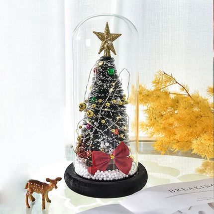 Christmas Tree in Glass Dome LED Glass Cover Ornaments Cedar Window Shooting Props Gifts for Girlfriends and Lovers