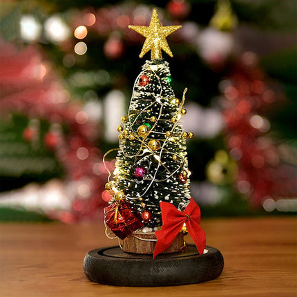 Christmas Tree in Glass Dome LED Glass Cover Ornaments Cedar Window Shooting Props Gifts for Girlfriends and Lovers