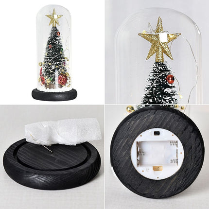 Christmas Tree in Glass Dome LED Glass Cover Ornaments Cedar Window Shooting Props Gifts for Girlfriends and Lovers