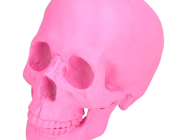 Resin Halloween Skull Decor Festival Home Props Fake Whole Person Skull Ornaments Pink