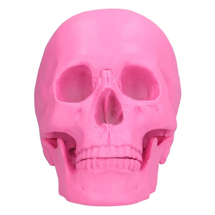 Resin Halloween Skull Decor Festival Home Props Fake Whole Person Skull Ornaments Pink
