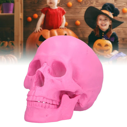 Resin Halloween Skull Decor Festival Home Props Fake Whole Person Skull Ornaments Pink