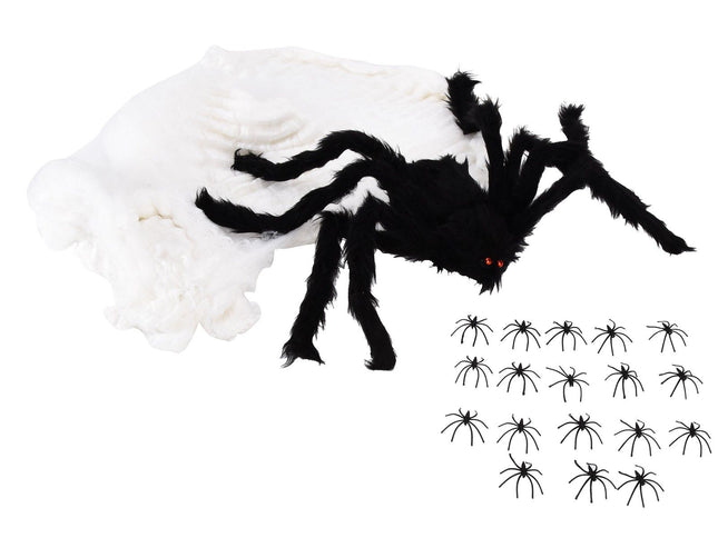 Decorative Spider Spook House Artificial Spider with Fake Cobweb for Party Halloween Festival Decoration