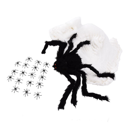 Decorative Spider Spook House Artificial Spider with Fake Cobweb for Party Halloween Festival Decoration