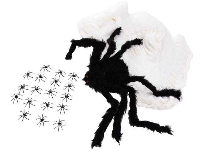 Decorative Spider Spook House Artificial Spider with Fake Cobweb for Party Halloween Festival Decoration