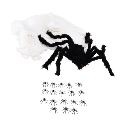 Decorative Spider Spook House Artificial Spider with Fake Cobweb for Party Halloween Festival Decoration