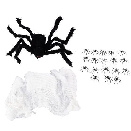 Decorative Spider Spook House Artificial Spider with Fake Cobweb for Party Halloween Festival Decoration