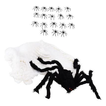 Decorative Spider Spook House Artificial Spider with Fake Cobweb for Party Halloween Festival Decoration
