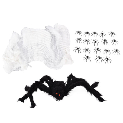 Decorative Spider Spook House Artificial Spider with Fake Cobweb for Party Halloween Festival Decoration